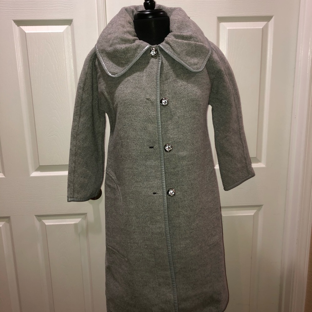 Grey Vintage Helen Wang Wool Swing Coat Jacket XS